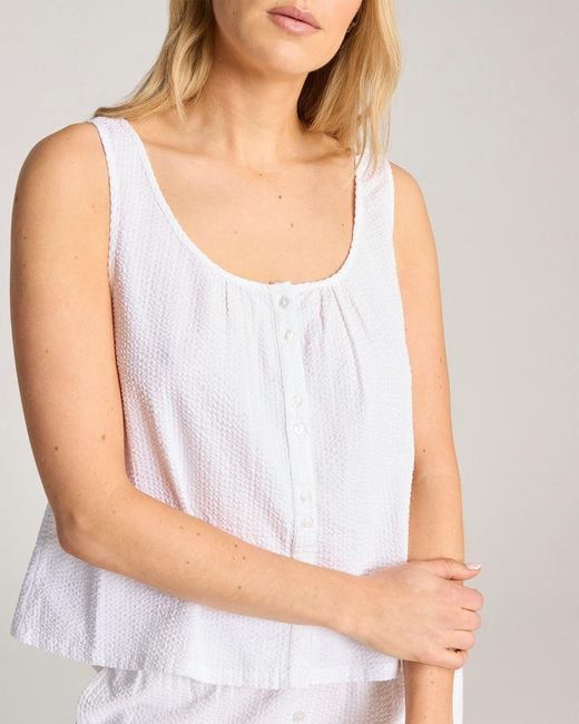 Nudea White Seersucker Button Cami