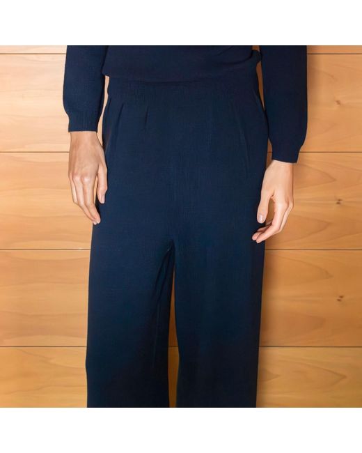 Bel Cashmere Blue Erin Cashmere And Wool Pants