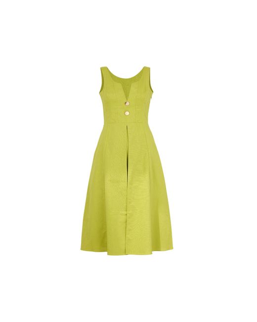 Zetaye Yellow Celeste Linen Cotton Midi Mini Dress