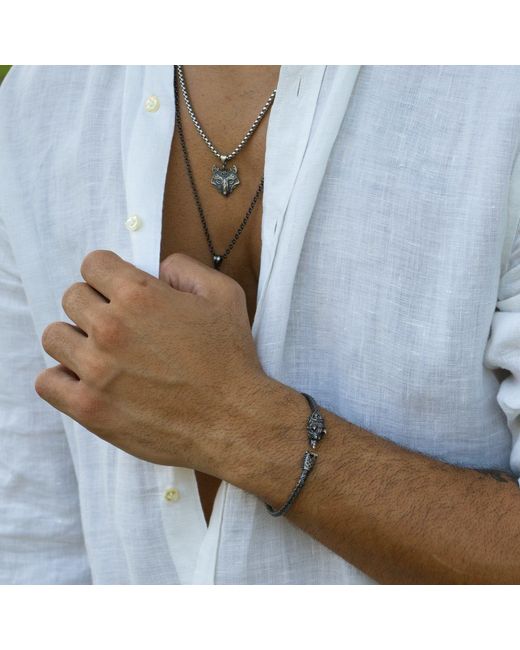 Ebru Jewelry Metallic Wolf Fang Sterling Diamond Bracelet for men