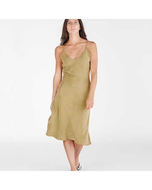 Italia A Collection Green Leaf Vegan Silk Slip Dress