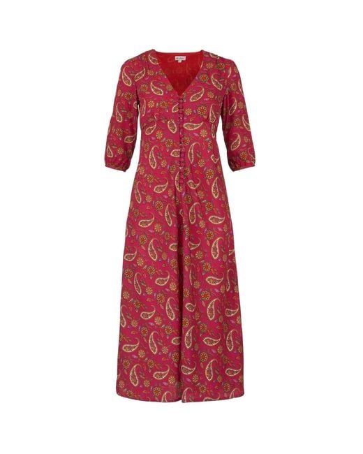At Last Red Belgravia Midi Dress