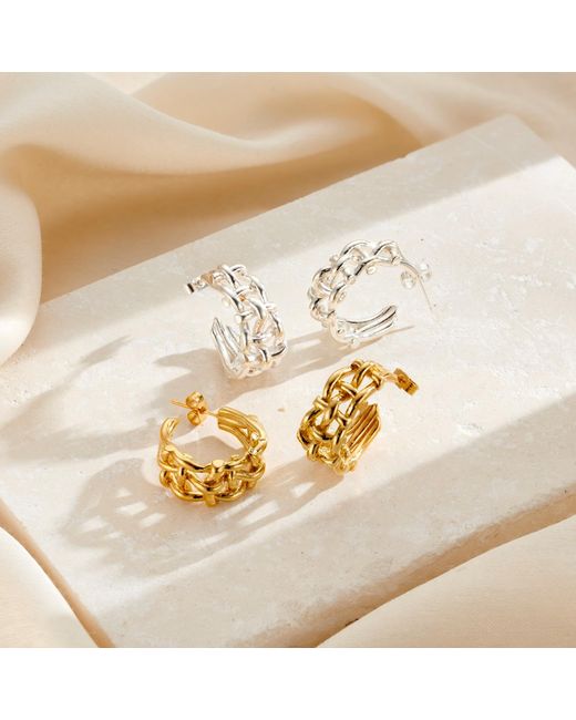 Posh Totty Designs Metallic Woven Hoop Earrings