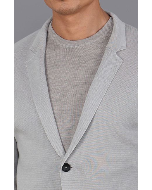 Paul James Knitwear Gray Lightweight Mercerised Cotton Giuseppe Knitted Blazer for men