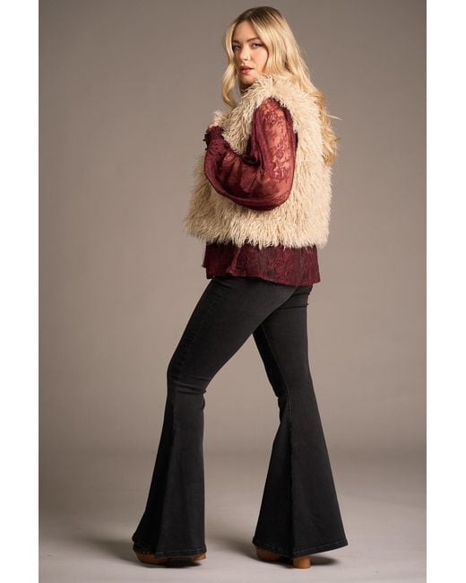 Little Lies Natural Neutrals Penny Lane Faux Mongolian Fur Gilet