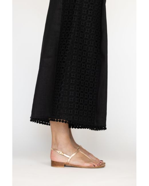 MARICEL Black Costanza Trousers Sangallo Linen