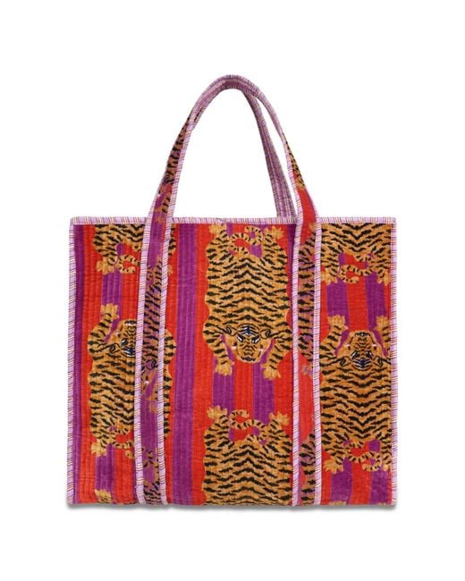 Conscious Yoga Collective Red The Ultimate Tibetan Tiger Velvet Tote