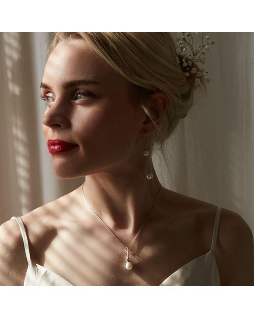 Lucy Quartermaine White Double Pearl Earrings