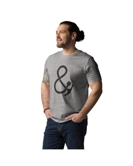 Anchor and Crew Gray Heather Oversized Ampersand Signature Organic Cotton T-Shirt for men