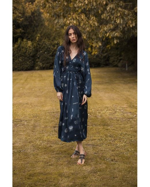Em & Shi Blue Cleo Midi Dress