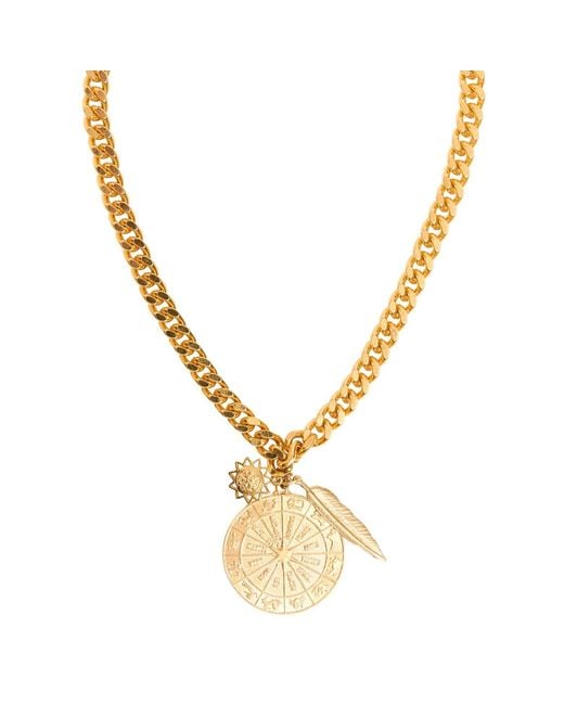 Caramel Vintage Jewellery Metallic Zodiac Charm Curb Necklace