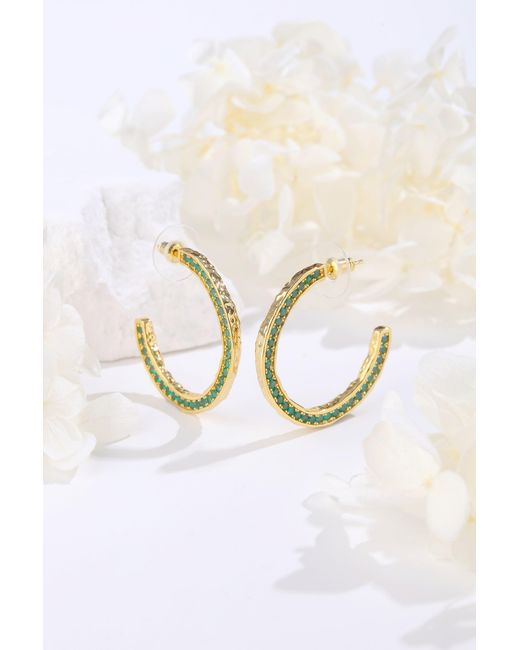 Classicharms Metallic Zirconia Molten C-Hoop Earrings