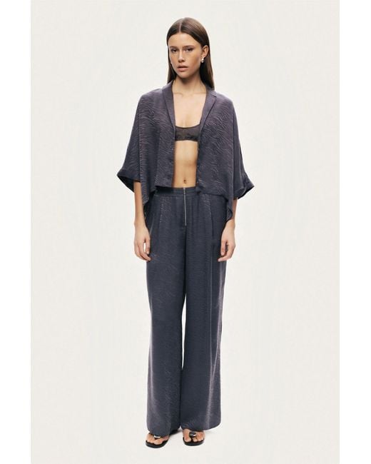 Nocturne Blue Relaxed Short-Sleeve Textured Shirt