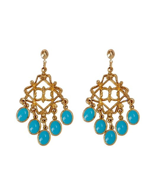 Caramel Vintage Jewellery Blue Vintage Plated Festival Earrings