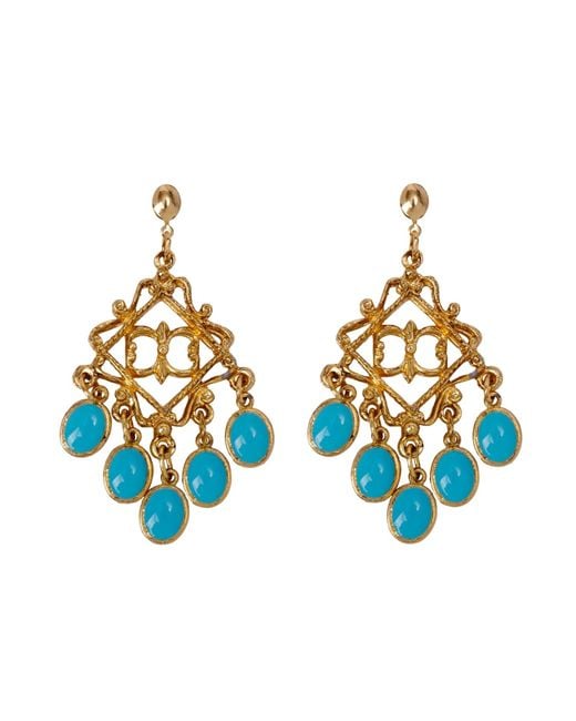 Caramel Vintage Jewellery Blue Vintage Plated Festival Earrings