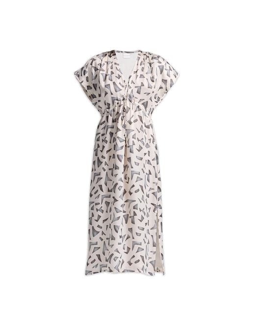 REISTOR White Gathered Maxi Dress With Side Slits