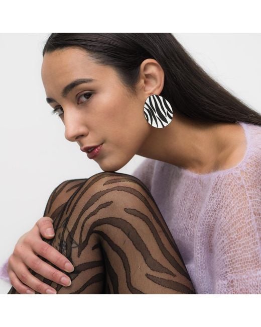 WAIWAI Black Zebra Pattern Leather Earrings