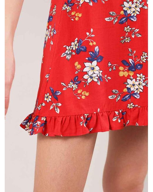 blonde gone rogue Red Flower Power Mini Dress, Upcycled Viscose