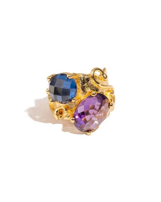 Ebru Jewelry Blue Mystic Duo Amethyst & Sapphire Statement Ring