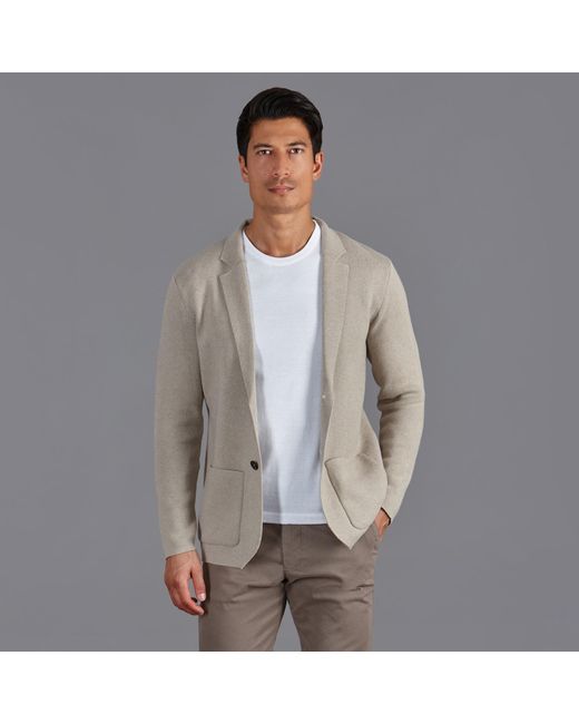 Paul James Knitwear Gray Cotton Deconstructed Knitted Gabriel Blazer for men