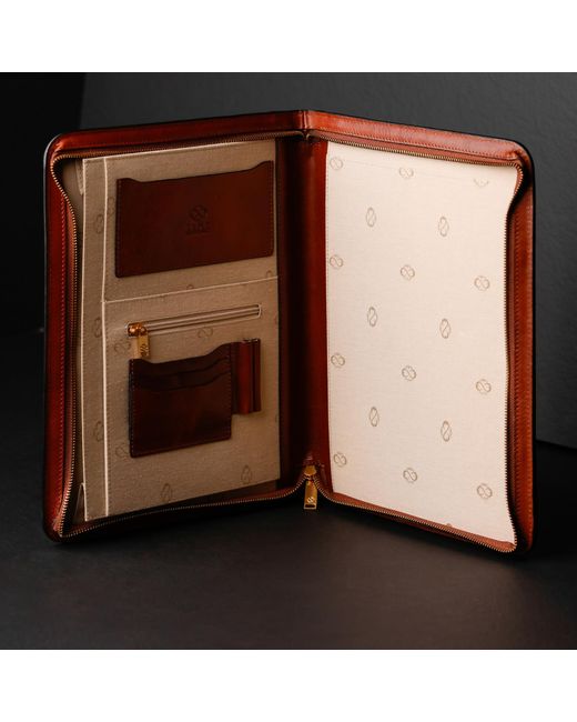 Time Resistance Brown Leather Documents Folder Organizer