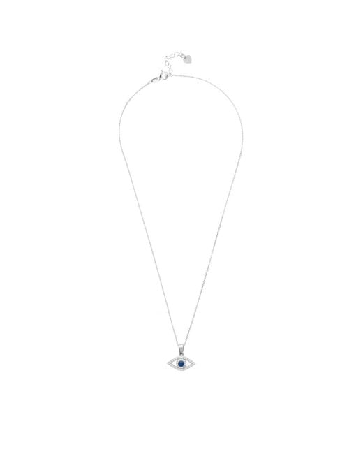 Latelita London White Evil Eye Elliptical Necklace Blue Silver