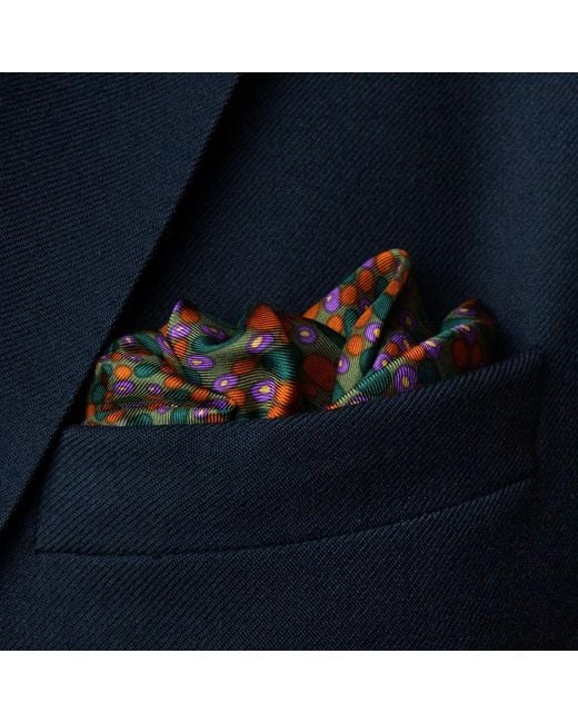 Otway & Orford Blue 'Infinity' Spotted Silk Pocket Square for men