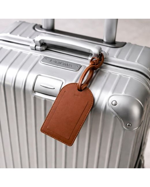 godi. Brown Handmade Full-Grain Leather Luggage Tag for men