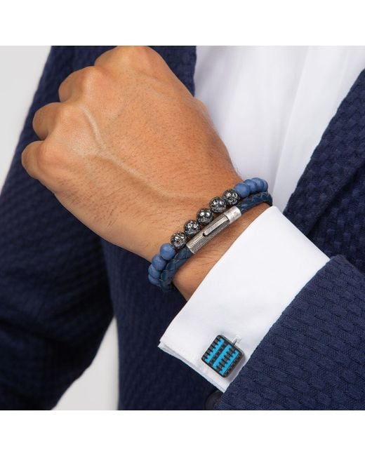Tateossian Blue Jagged Elements Cufflinks for men