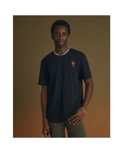 INGMARSON Black Beetroot Embroidered Organic Cotton T-Shirt for men