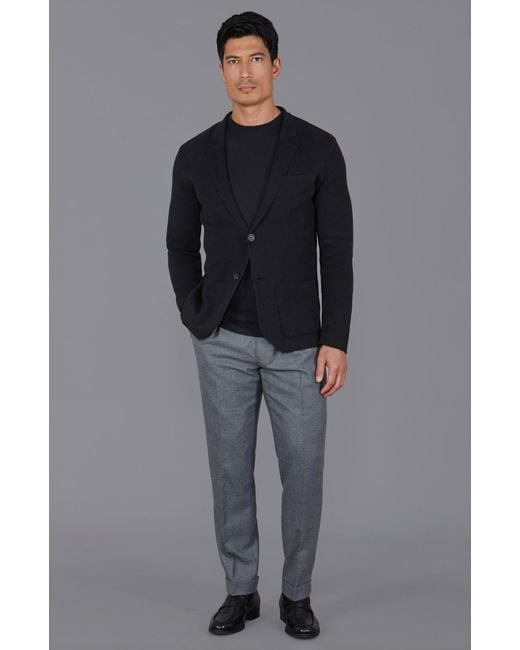 Paul James Knitwear Black Lightweight Cotton Corneliuss Formal Knitted Blazer for men
