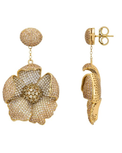 Latelita London Metallic Poppy Flower Drop Earrings Lemon