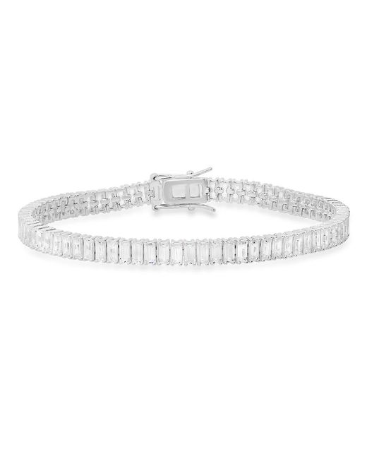 Kylie Harper Metallic Baguette Cut Diamond Cz Tennis Bracelet