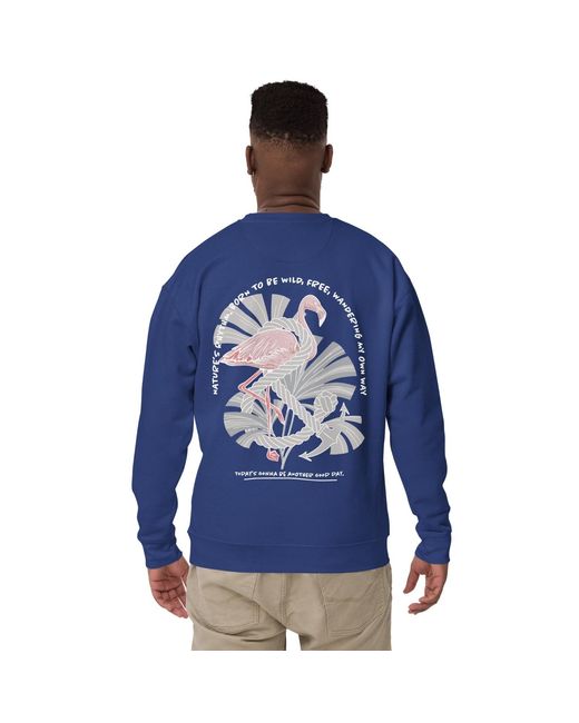 Anchor and Crew Blue Team Royal Flamingo Another Good Day Cotton Blend Sweatshirt