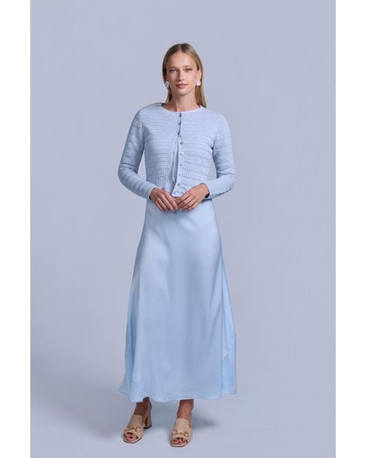 Rave on Trend Blue Pointelle Cardigan