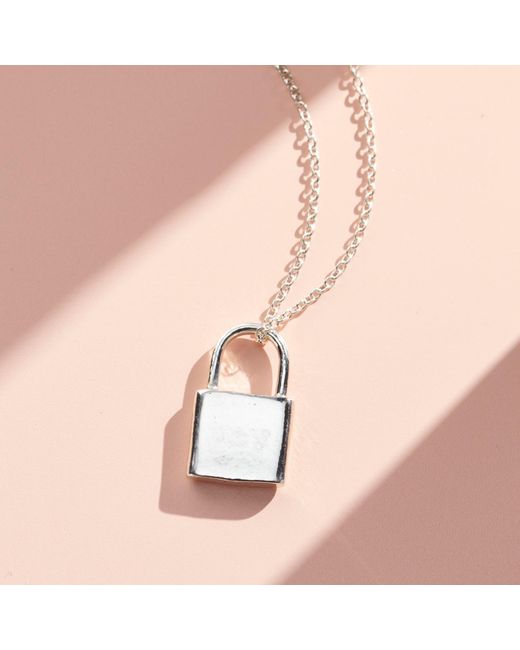 Posh Totty Designs Metallic Sterling Silver Padlock Charm Necklace