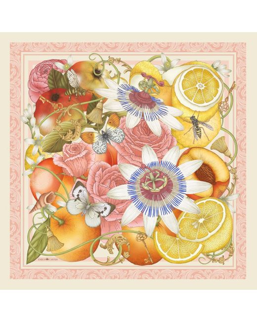 Emily Carter Yellow The Rose & Lemon Silk Scarf
