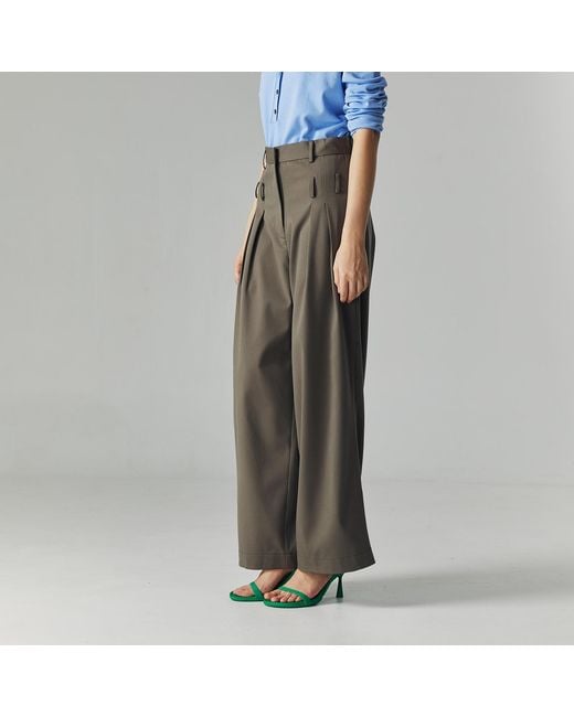 Ats the Label Gray Neutrals Alora Double Belted Pants