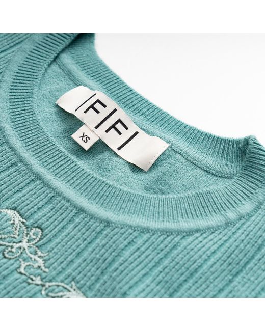 Fully Fashioning Green Billy Sweater Short Sleeve Knit Top
