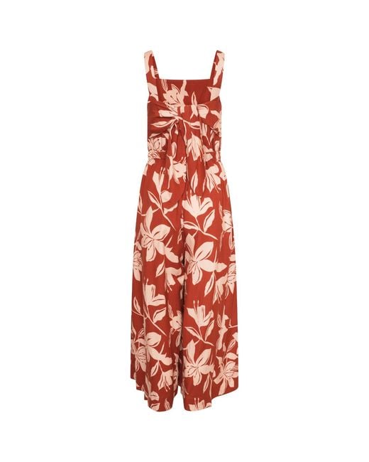 LAtelier London Red Luisa Linen Culotte Jumpsuit