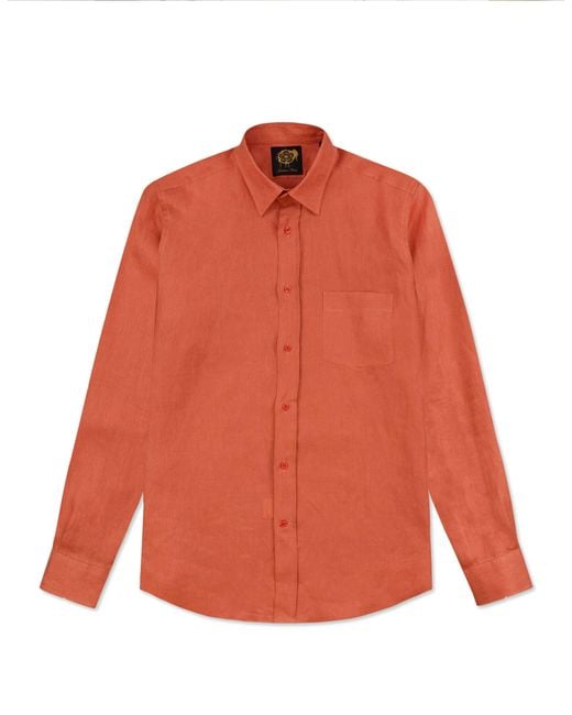 Gresham Blake Orange Wild Linen Shirt for men