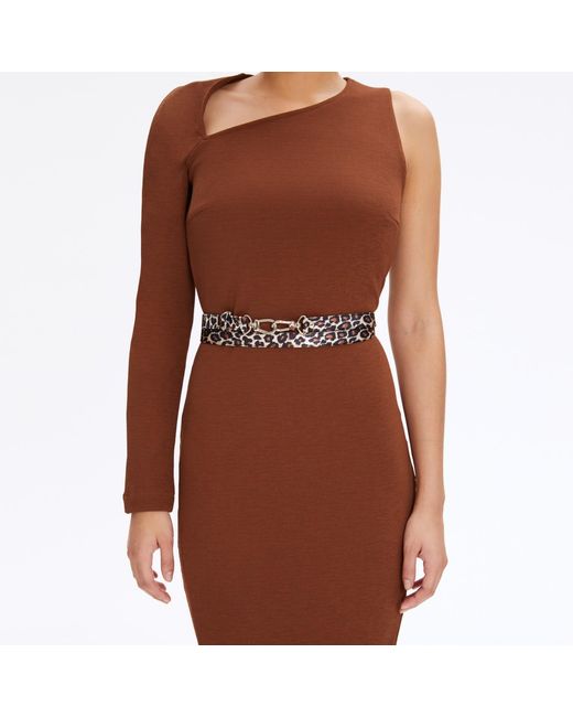 Monosuit Brown Today Asymmetric One-Sleeve Midi Dress