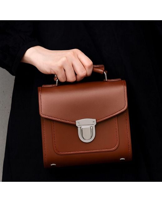 Zatchels Brown Handmade Leather Sugarcube Plus Handbag