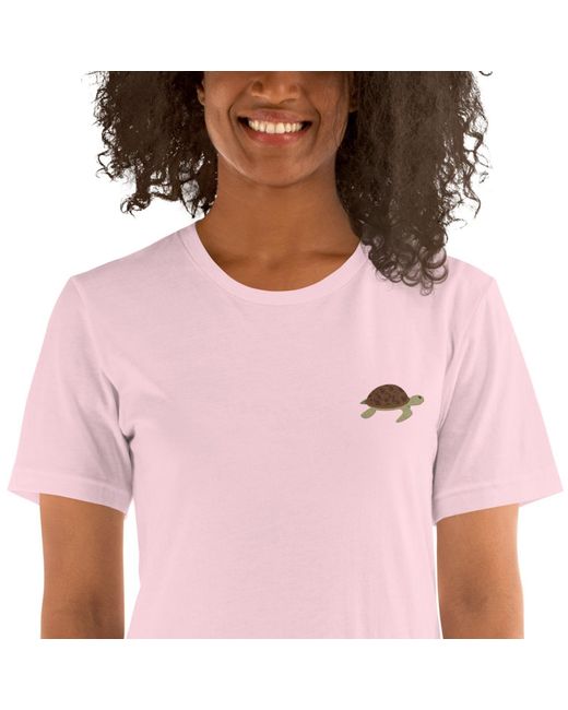 Anchor and Crew Pink Cotton Think Ocean Turtle Aspirations Cotton Embroidered T-Shirt