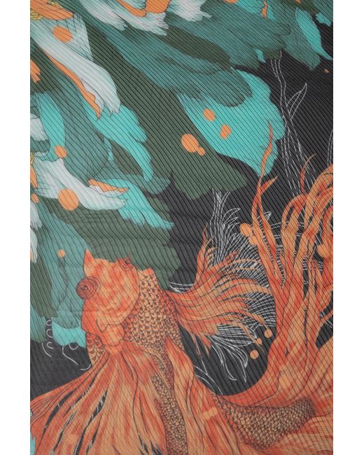 Saachi Green Koi Pond Pleated Scarf
