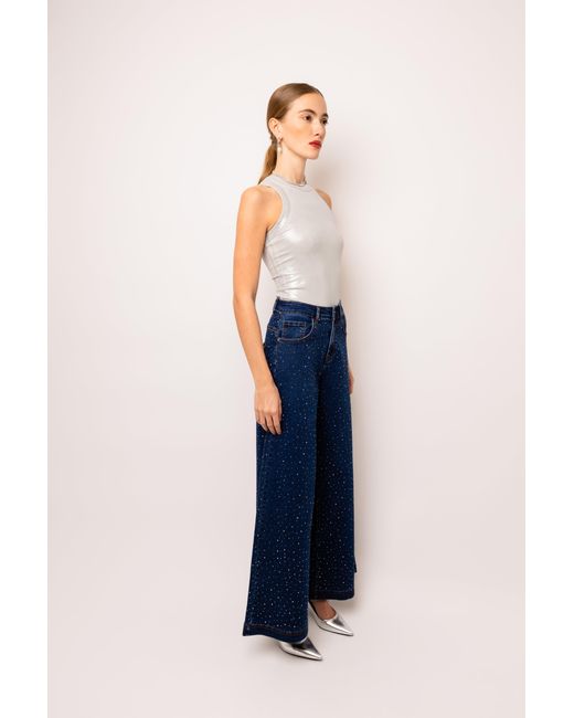 Amy Lynn Blue Demi Diamante Flare Jeans