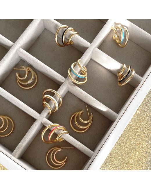 Gold & Honey Multicolor Triple Hoop Earrings With Enamel