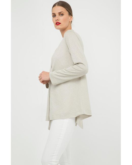 Conquista Gray Neutrals Open Front Linen Cardigan