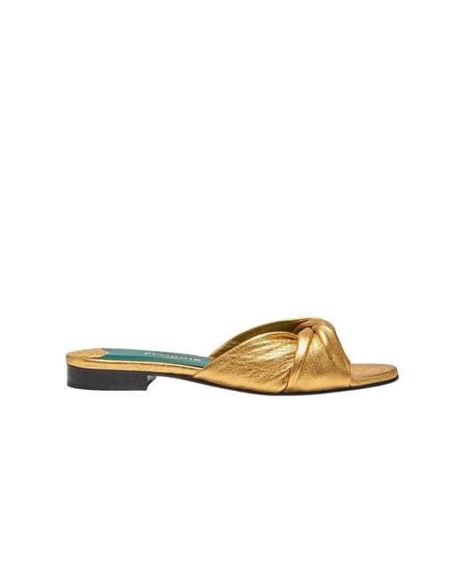 Florrie Yellow Emma Flat Vintage Leather Sandal