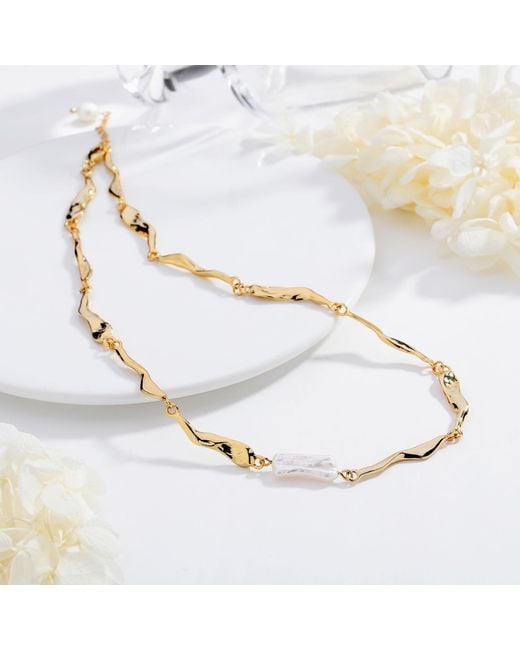 Classicharms Metallic Molten Baroque Pearl Necklace